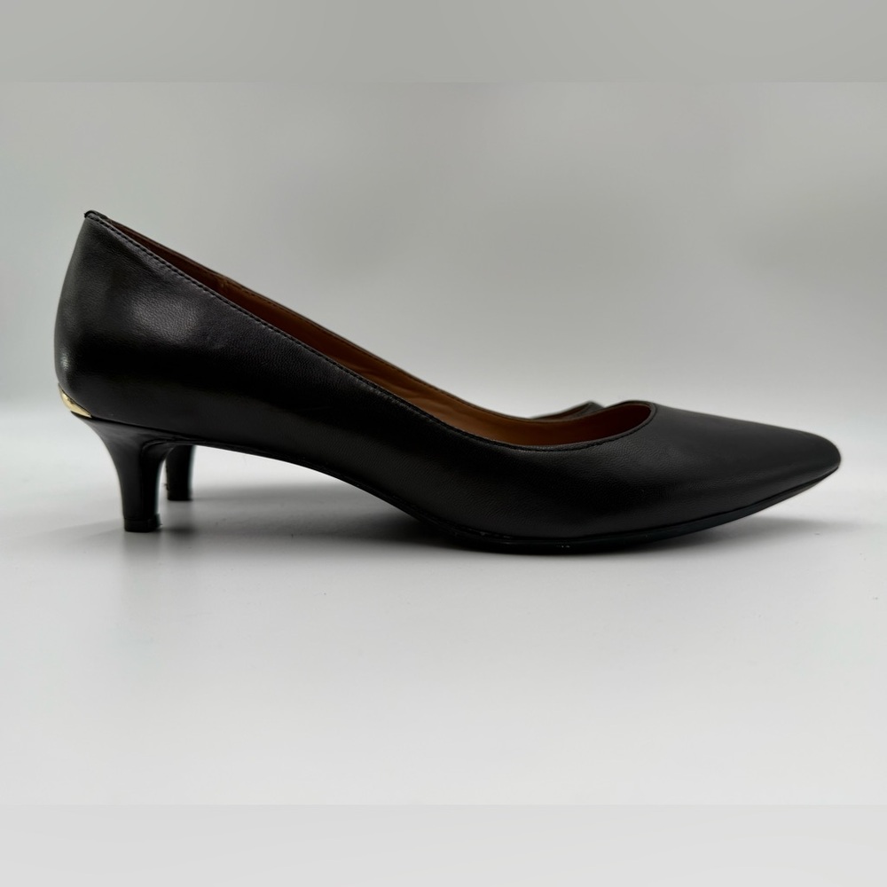Calvin Klein Black Gabrianna Leather Pumps - Picture 5 of 7